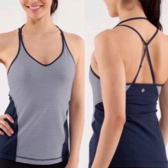 lululemon athletica Tops - Lululemon Blue & White Gingham Check Yoga Tank S
